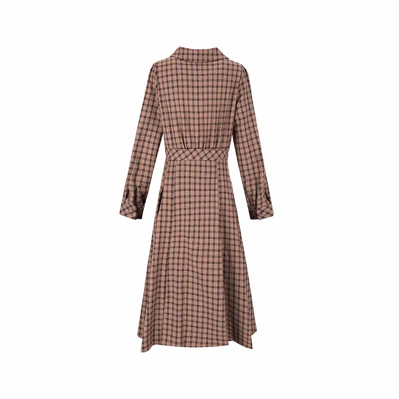 SOUP Collared Neck Check Long Dress (Sy9Op32)