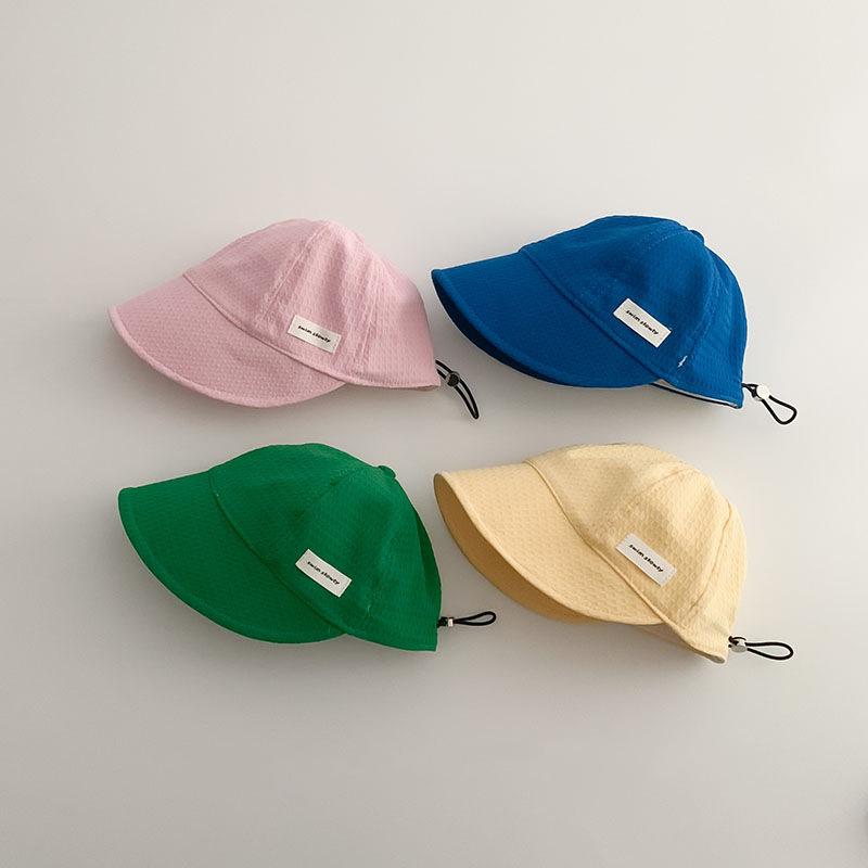 Children's Large Shade Hat Spring and Autumn Boys and Girls Concave Drawstring Fisherman Hat Collapsible Cap