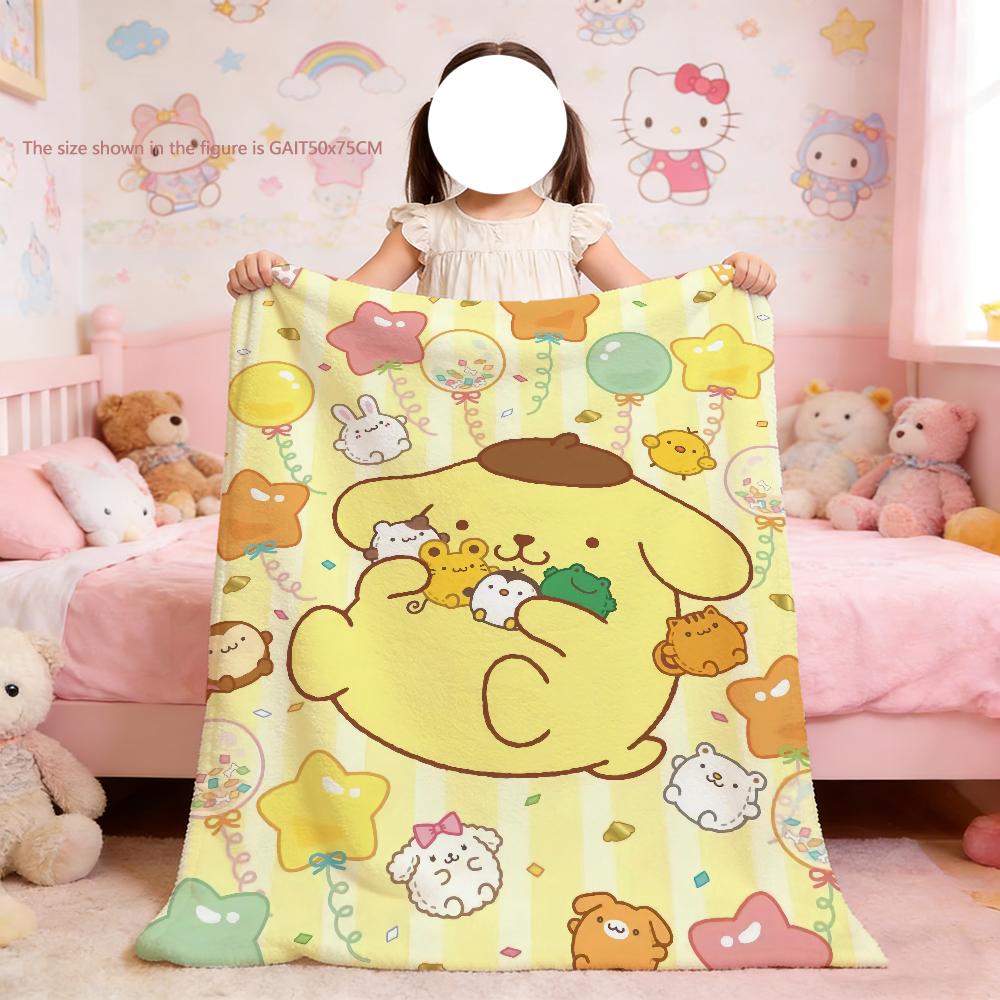 P-PomPom Purin Niedliche Cartoon-Decke für Weiche Überwurfdecke für Picknick Bett Sofa Zuhause Schlafzimmer Gemütlich Warm Bequem
