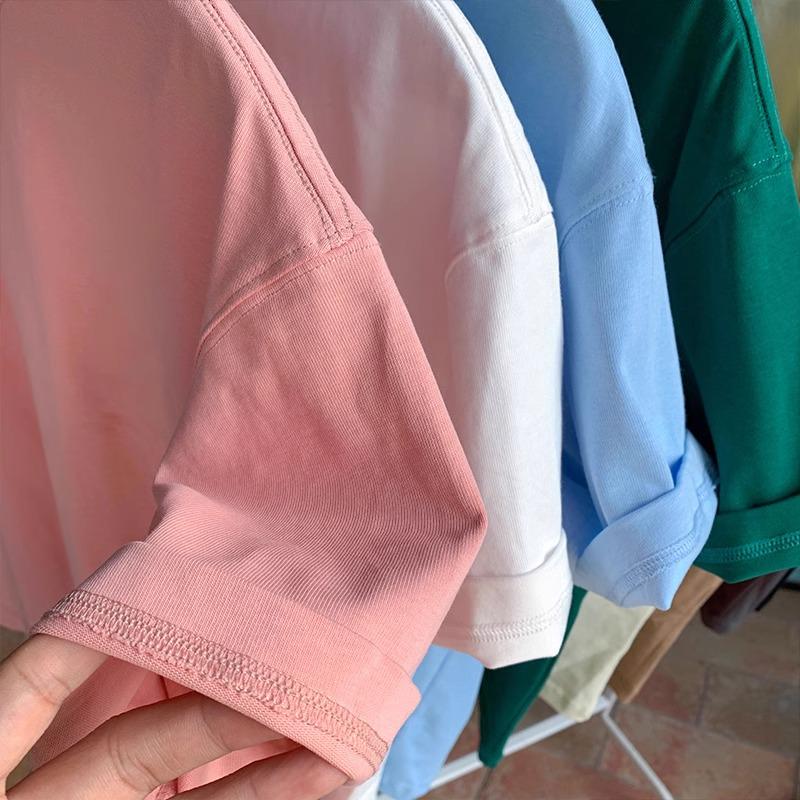 Neues 2025 Unisex Schweres Baumwoll-T-Shirt, Kurzarm, Reinweiß, Koreanischer High Street Stil