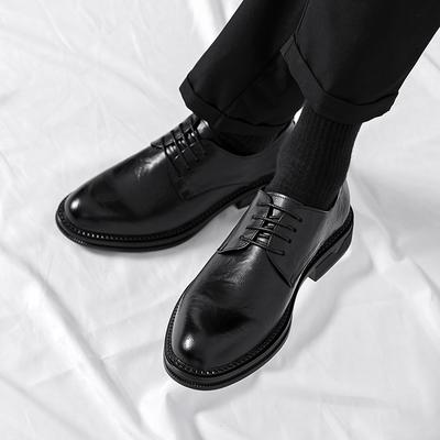 Moda Estilo Britânico Masculino Sapatos Sociais Oxford Couro Alto Moda Clássico Social Casamento Festa Cadarço Sapatos Loafers de Solado Grosso
