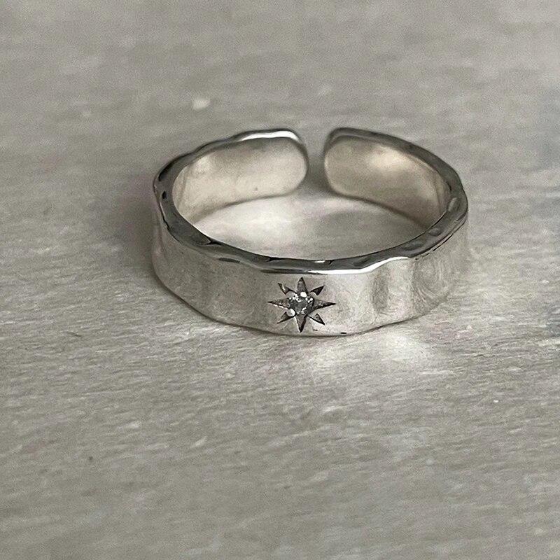 Anello di Apertura Punk Donna Coppia Y2K Anelli da Dito Stella Lucente Fatti a Mano Design Irregolare Gioielli Accessori per Feste Hip Hop