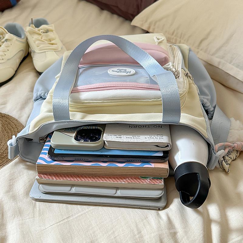 Torba crossbody w kontrastowym kolorze Damska torba na ramię o dużej pojemności Torba na książki dla studentów