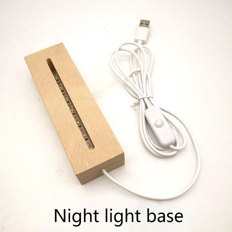 Resin Art Rectangle LED Lights Display Base Pedestal Crystal Wooden Lighted Base Stand Night LED Light Lamp Base LED