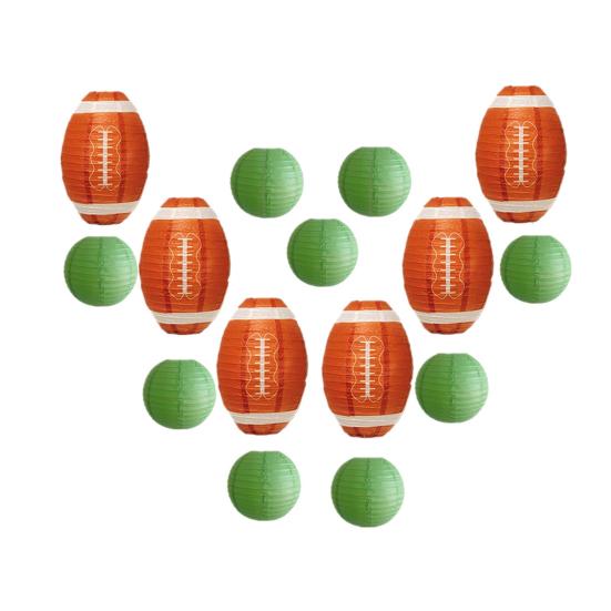 Football Paper Lantern Foldable Olive Shape Contrast Color Reusable Great Fidelity Party Decor Hanging Indoor Outdoor Paper Lantern Party Supplies