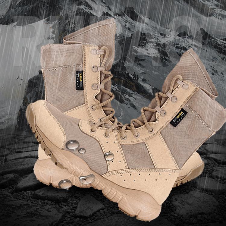 Fashion High Top Combat Breathable Desert Tactical Boots for Men All-Terrain Shoes with Shock Absorption Antiskid Outdoor Hiking Boot