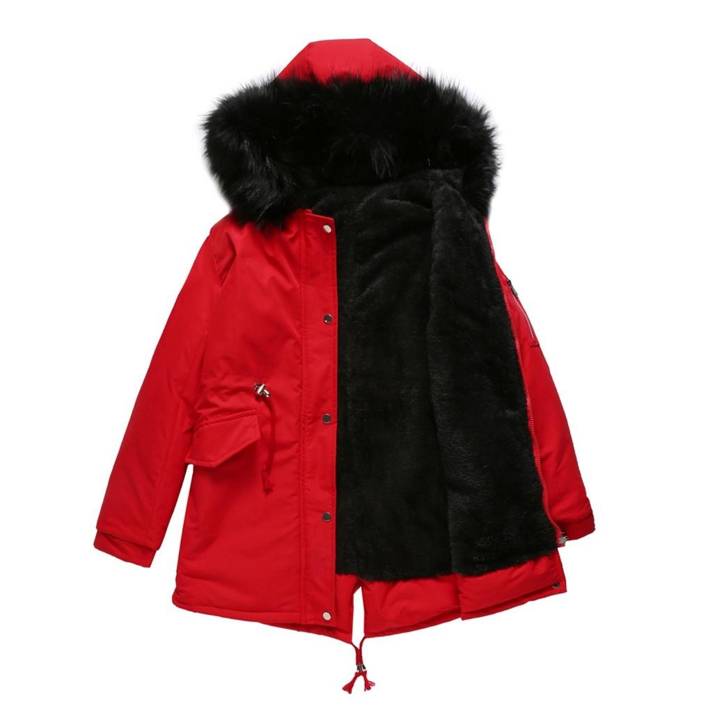 Hooded Collar Parker Coat Cotton Zipper Coat Medium Long Winter Season Warm and Fluffy Coat with Cotton Jacket