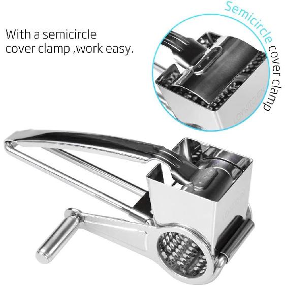 Stainless Steel Cheese Grater MultiFunction Hand Cranked Rotatable Cheese Cutter Kitchen Slicing Tool