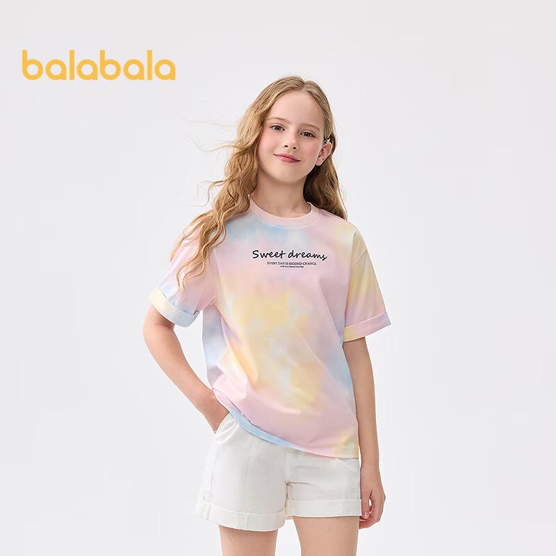 Девочковая футболка Balabala с коротким рукавом, охлаждающая, с эффектом тай-дай 150