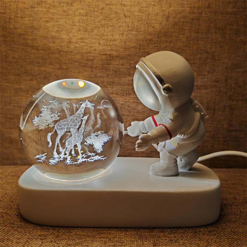 Astronaut Creativ 3D Minge de Cristal Led Lumină de noapte pentru Dormitor Copii Planetă Spațiu Lampă Sistem Solar USB Cadou de Crăciun pentru copii
