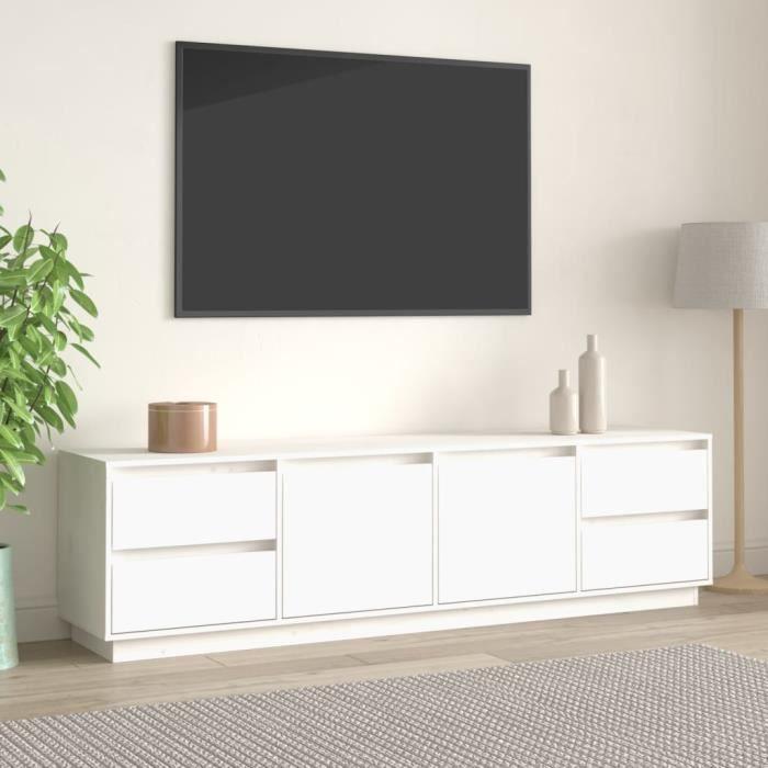 814320 vidaXL TV Cabinet White 176x37x47.5 Cm Solid Pine Wood