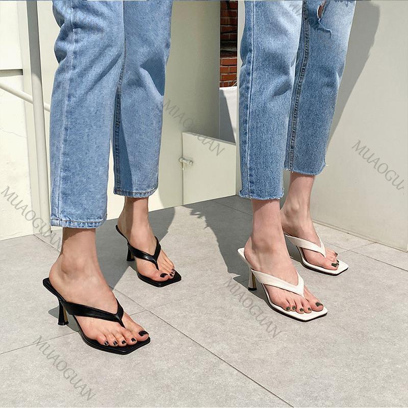 Fashion Sexy High Heels Slippers Clip Toe Heeled Sandals Woman Shoes 2025 Summer Elegant Flip Flops Stilettos Heel Solid Pumps Slipper