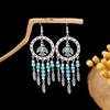 Bohemian Fringed Turquoise Earrings, Retro Minority Style Earrings, Personalized Temperament Earrings.