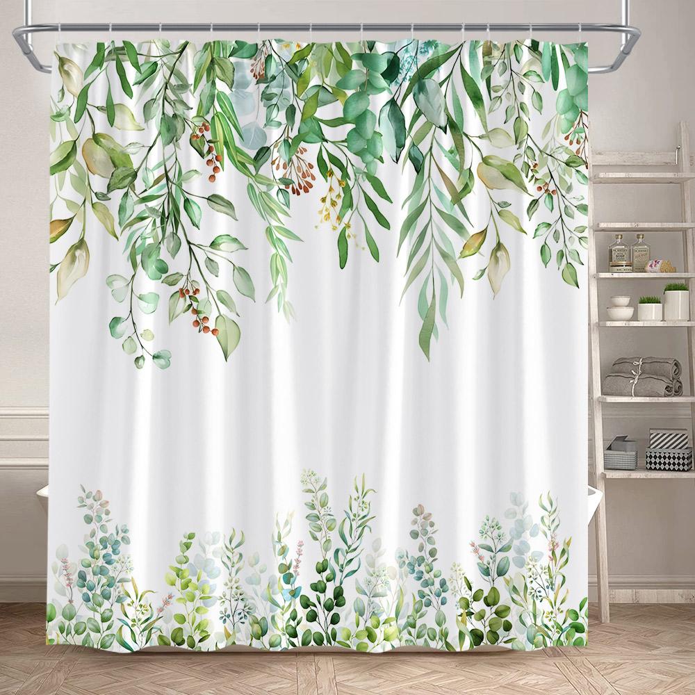 Rustic Sunflower Shower Curtain Butterfly Spring Floral Green Leaves Plant Bath Curtains Set Polyester Bathroom Decor with Hooks