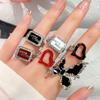Dark Personality Love Butterfly Oil Drop Enamel Open Ring Stacked Wearing High-End Niche Design Ring Woman