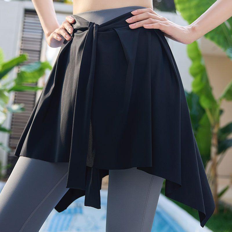 

Plus Size Fart-Covering Curtain Women s Hem Thigh-Length Shark Pants Leggings Covering Skirt Cover Fitness Yoga Wear Short Skirt One Piece Black (one-piece detachable) XL