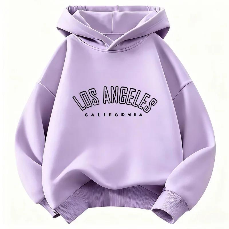 Herbst Kinder Freizeit Kapuzenpullover, modisches und trendiges Los Angeles Buchstabenprint bequemes und atmungsaktives Oberteil