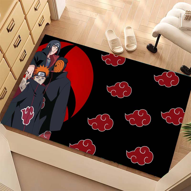 A beautifully designed rug featuring members of the Akatsuki organization from Naruto, suitable for use as a non-slip mat in 003