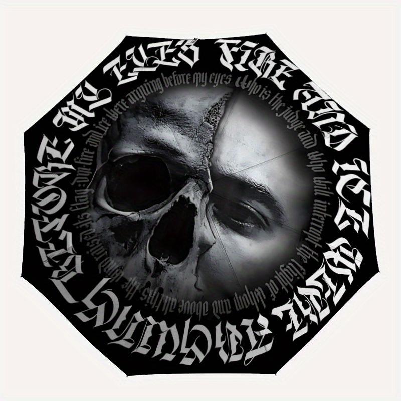 

1pc Gothic Skull Print Automatic Opening/closing Umbrella with Auto Open/Close, Windproof, Foldable Sunshade yy250811166