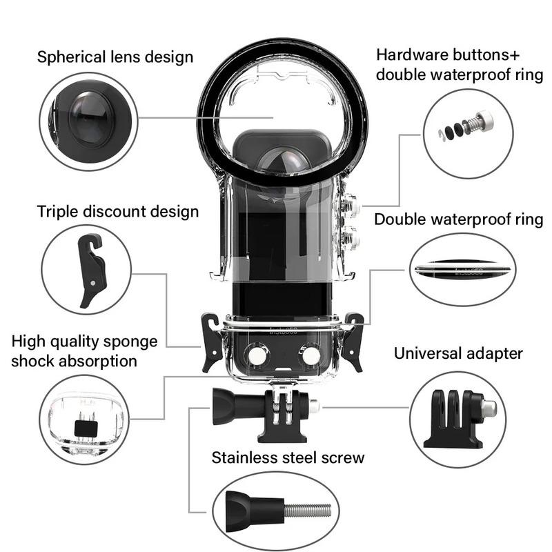X4 Waterproof Case For Insta360 X4 Underwater 50M Invisible Diving Housing Cover Dive Shell For Insta360 Accessories