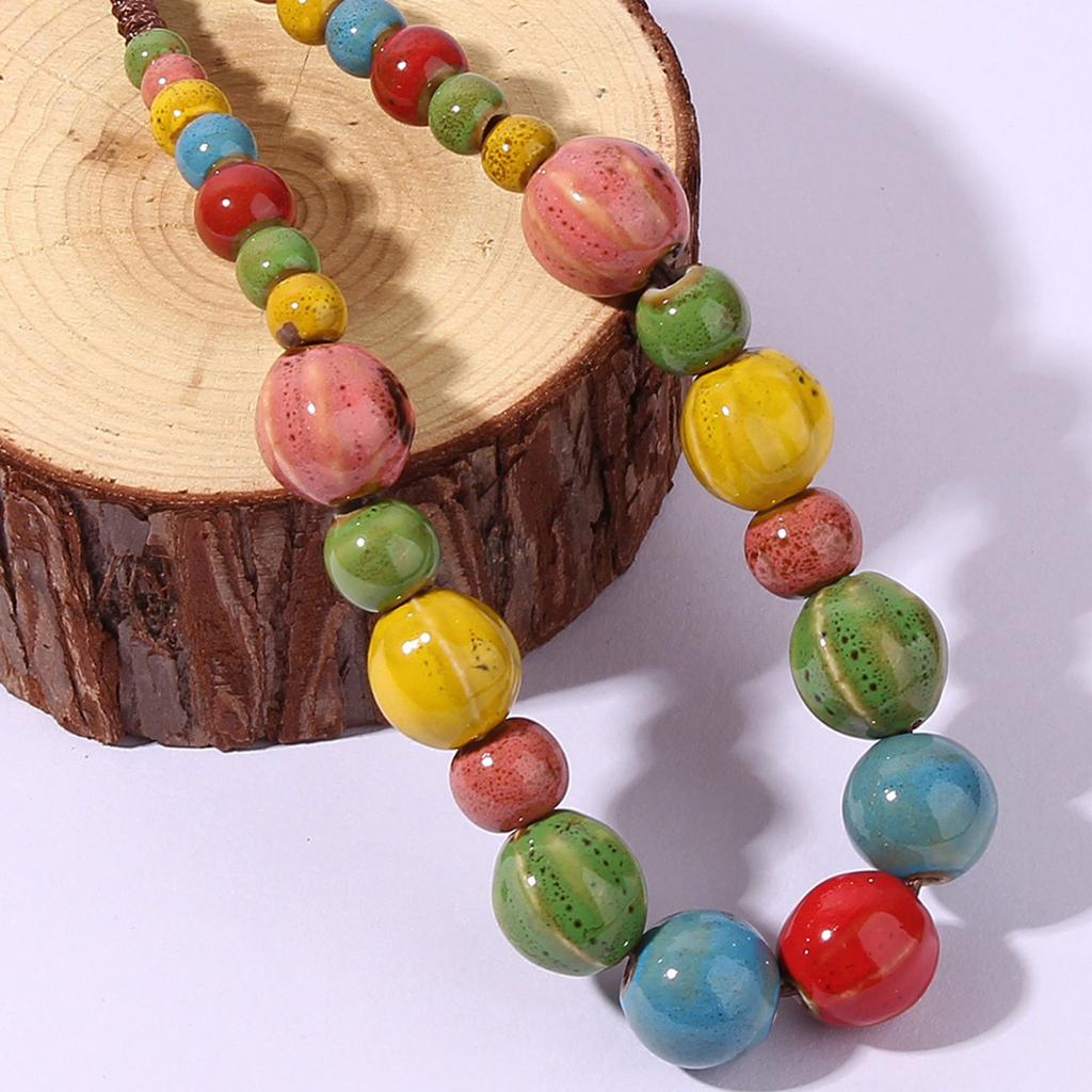 Handmade Ceramic Bead Necklace Vibrant Colors Artisan Crafted Lightweight Jewelry for Women Unique Fashion Accessory