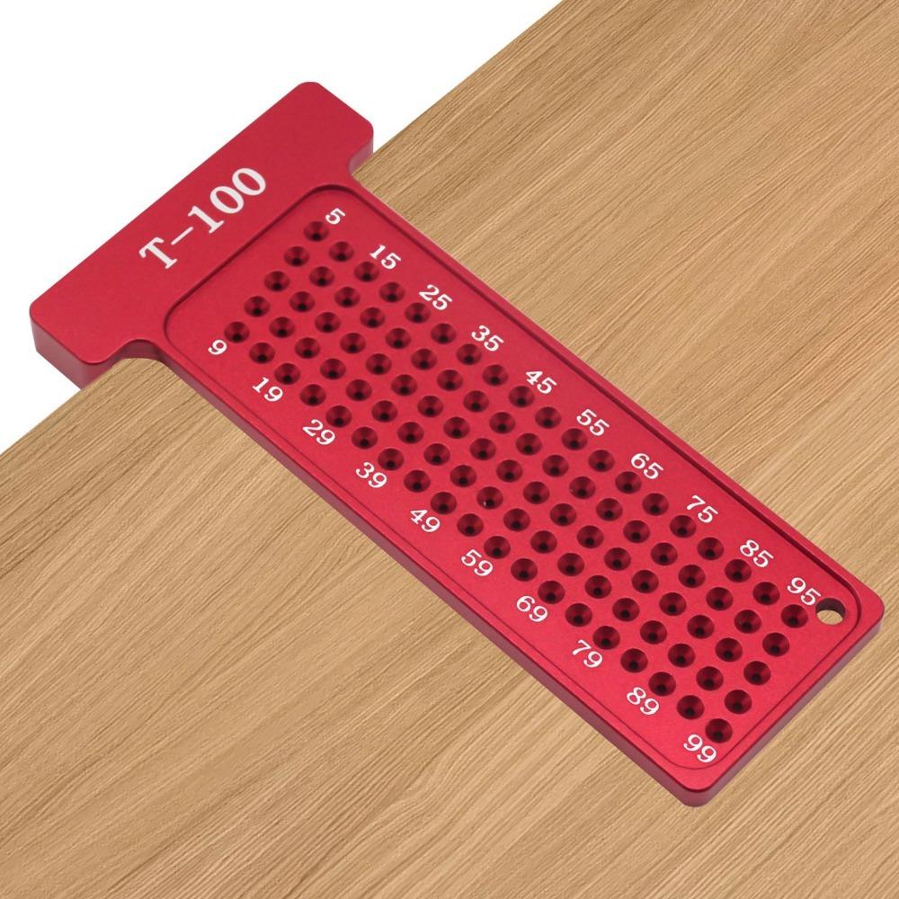Easy Writing Hole Positioning Ruler 100mm Metric Scale Measuring Tool Carpenter Use