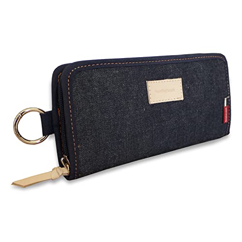 [Need Network] Japan's proud denim wallet, long wallet, men's, women's, billfold, round zipper, coin purse, large capacity, carabiner, outdoor, long