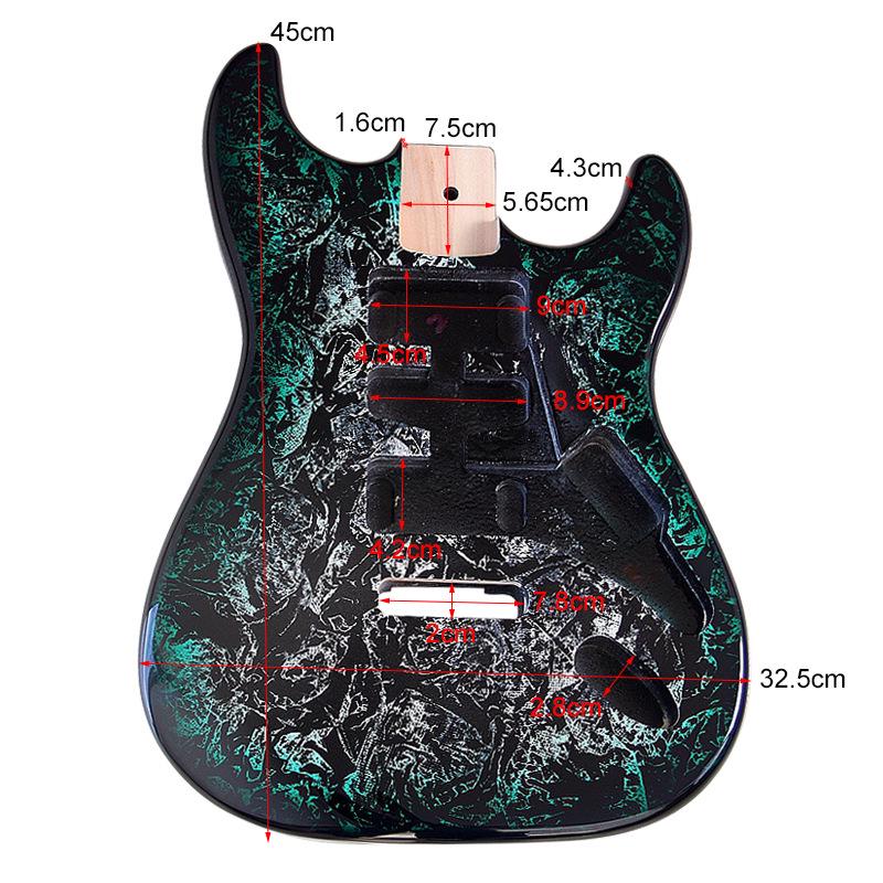 Green-White Gradient Glossy Electric Guitar Body - Musical Instrument DIY Accessory