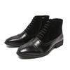 Men Formal Business Ankle Boots Black Brown Leather Shoes High Boots Brogue Boots Large Size