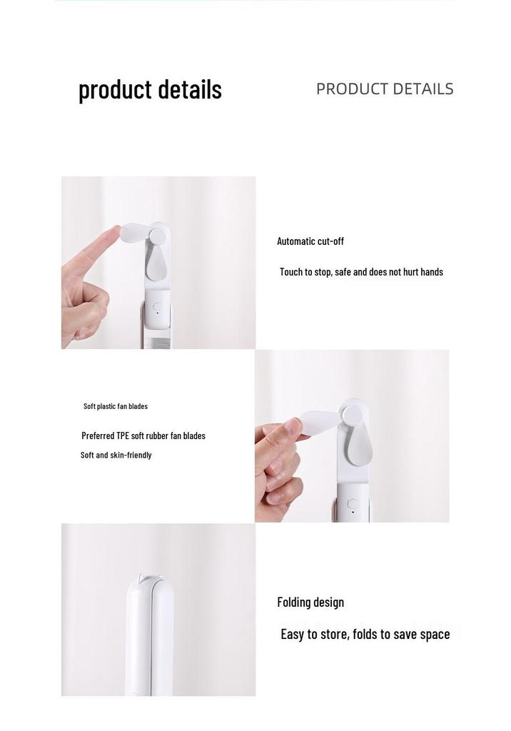 Mini Handheld 2-in-1 Rechargeable USB Fan with Long Battery, Foldable and Portable for Outdoors