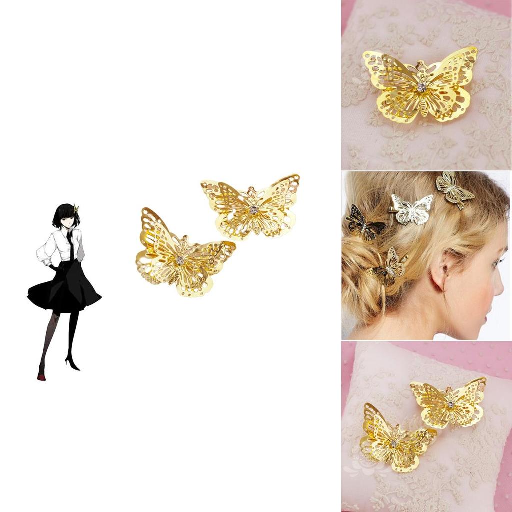 Elegant Women's Golden Butterfly Headband Hair Clip From Bungo Stray Dogs Akiko Yosano