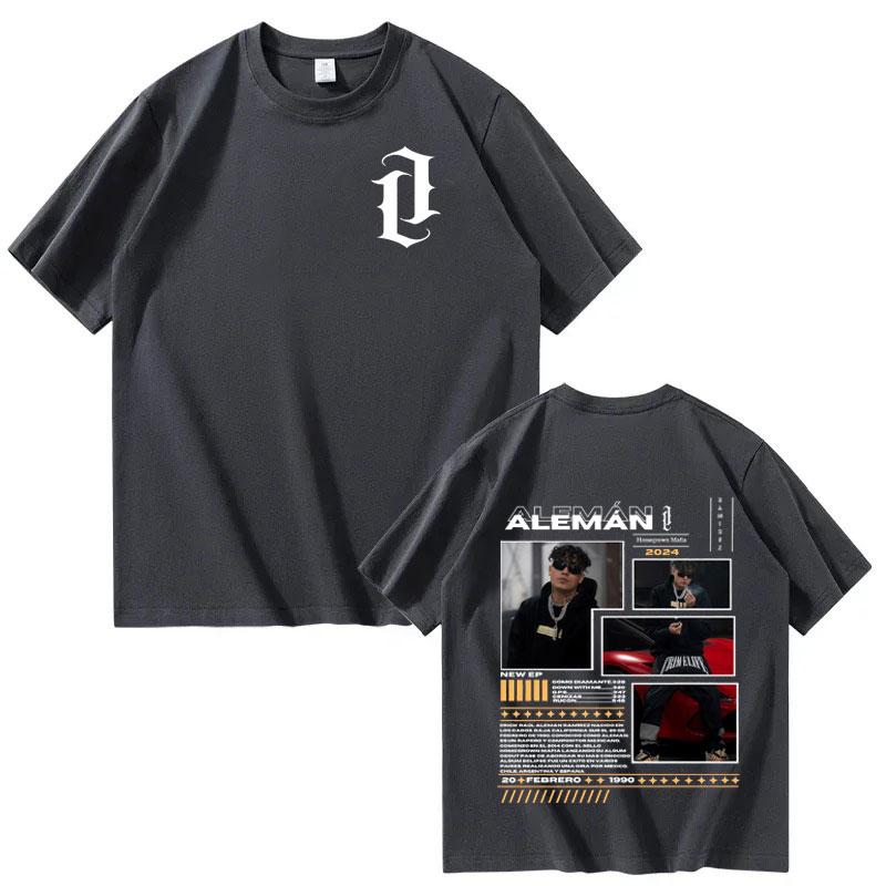 Rapper ALEMAN Tour 2025 Graphic Crewneck T Shirts Mens Womens Oversized 90s Fashion Pop Music T Shirt Casual Tshirts Streetwear
