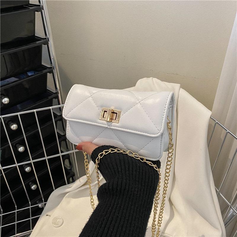 Women's simple and atmospheric commuter lock solid color chain bag women's spring summer new shoulder messenger bag tide