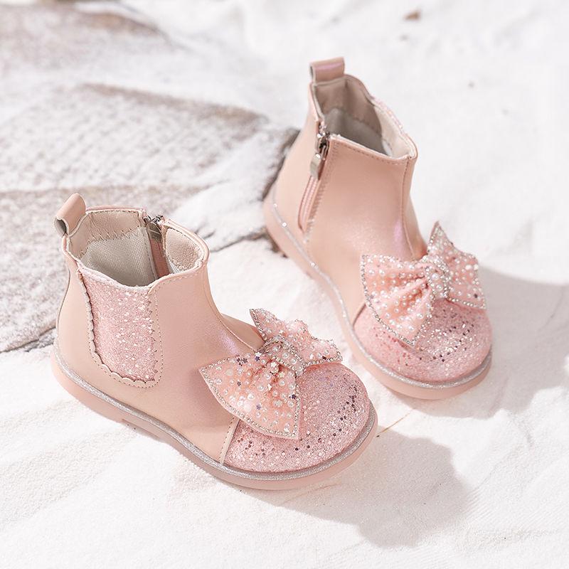 Dívčí martensky na podzim/zimu 2025 - Princeznovské kotníkové boty s fleecovou podšívkou pro miminka a děti