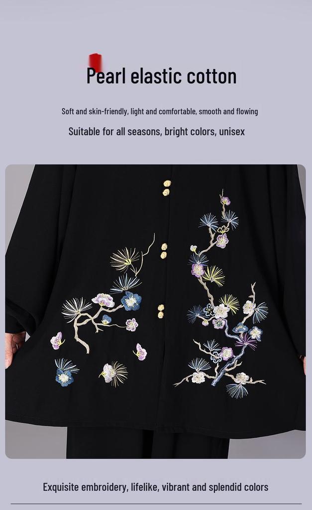 Hongji Women's Embroidered Tai Chi Suit for Spring, Summer, Autumn - Perfect for Morning Exercise, Martial Arts, and Chinese Style Practices