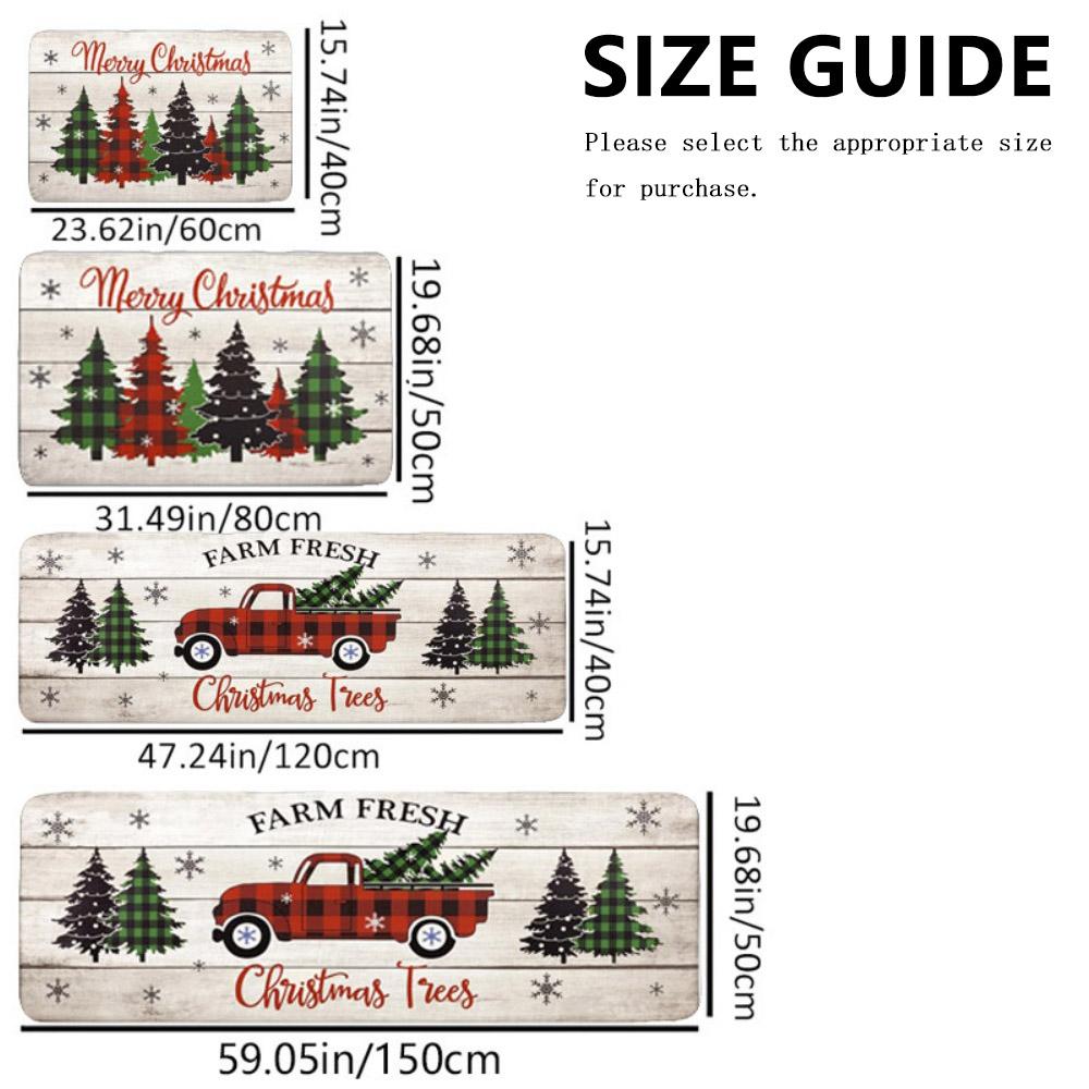 Christmas Tree Kitchen Rugs Farmhouse Red Plaid Kitchen Floor Mat Non Slip Floor Mats for Kitchen Rug Winter Christmas Decor Mat