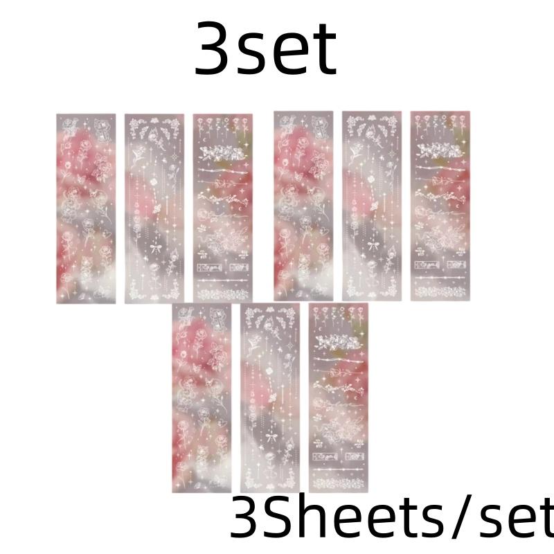 3 Sheets Butterfly Moon Star Stickers PET Transparent Decorative Stickers For Craft Album Journal Scrapbooking