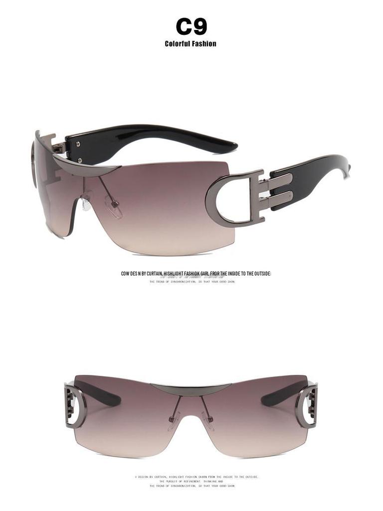 Large Frameless Y2K Sunglasses 2022 - Futuristic Sporty Design