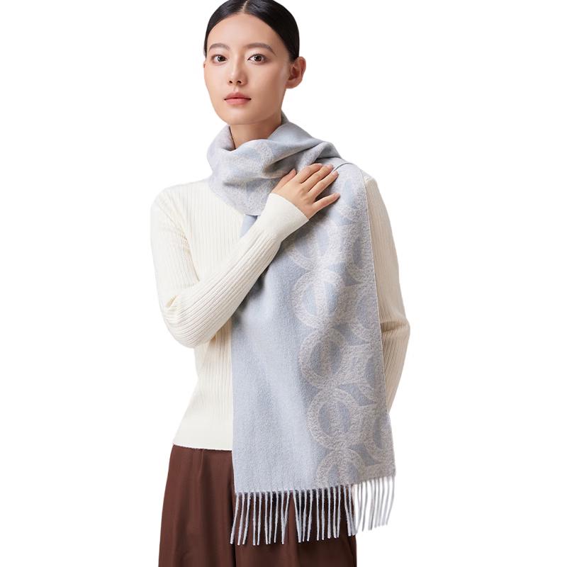 Shanghai Story 100% Wool Jacquard Scarf & Shawl