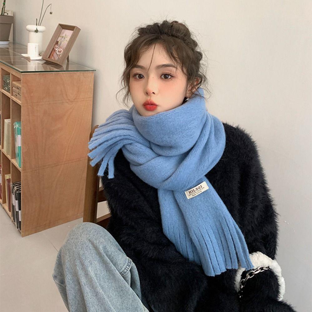 Thicken Winter Wool Scarf Plush Long Shawl Elegant Winter Cashmere Scarves  Girl