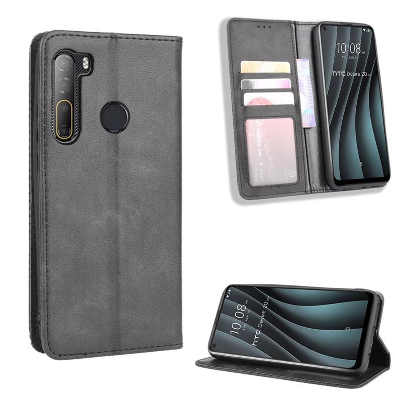 Flip Cover For HTC Desire 20 Pro Leather Case [Flip Vintage Leather] Shockproof Durable Retro Phone Case