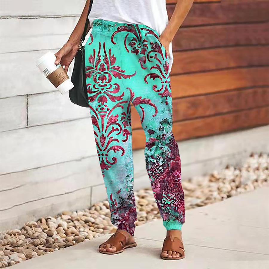 

Женские брюки в стиле ретро с принтом, на шнуровке, с эластичной талией, свободные, повседневные длинные брюки, брюки с карманами XS красный