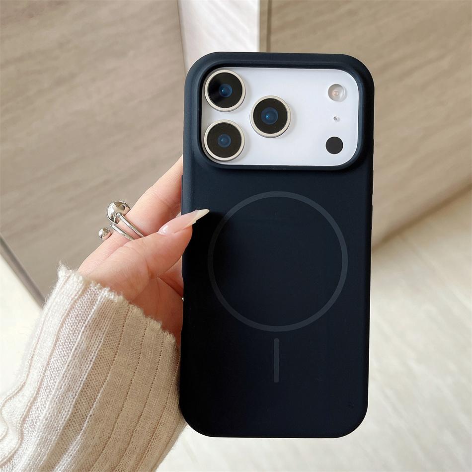 Luxury Skin Feel Magnetic Phone Case For iPhone 17Air 16 ProMax 15 14Plus 13 12 11 Wireless Charging Liquid Silicone Shockproof Cover Fundas