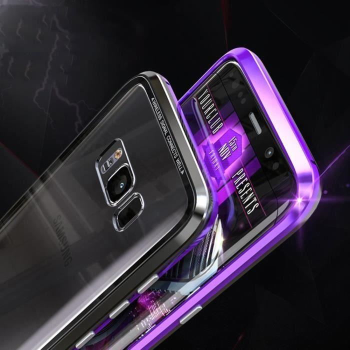 Coque Magnétique - Samsung - Galaxy S8 - Rouge Noir - Protection 360° - Recharge Sans Fil