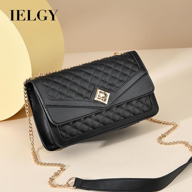 Ielgy Fashion Black Diamond Bag Premium Crossbody Chain Bag