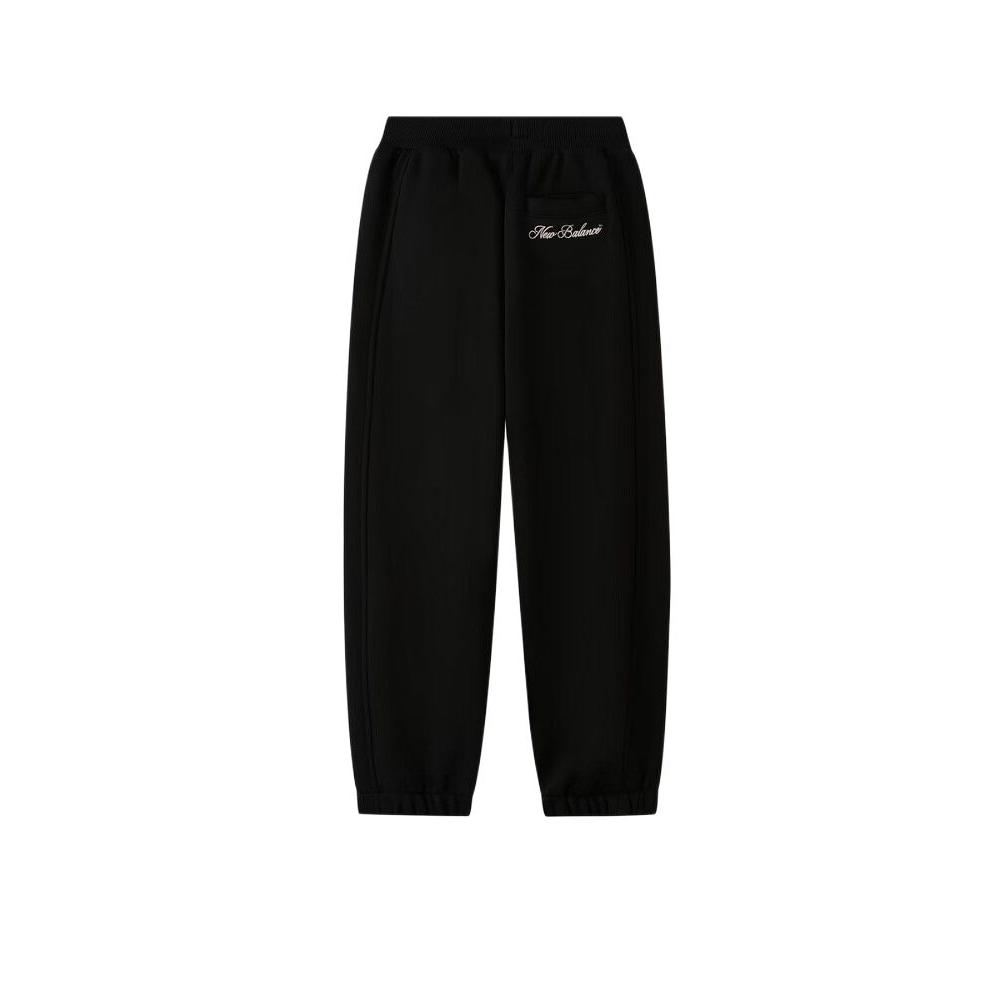 Kids' New Balance Knitted Sweatpants Brand Embroidery Logo Cuffed Thermal 4LF43102-BK