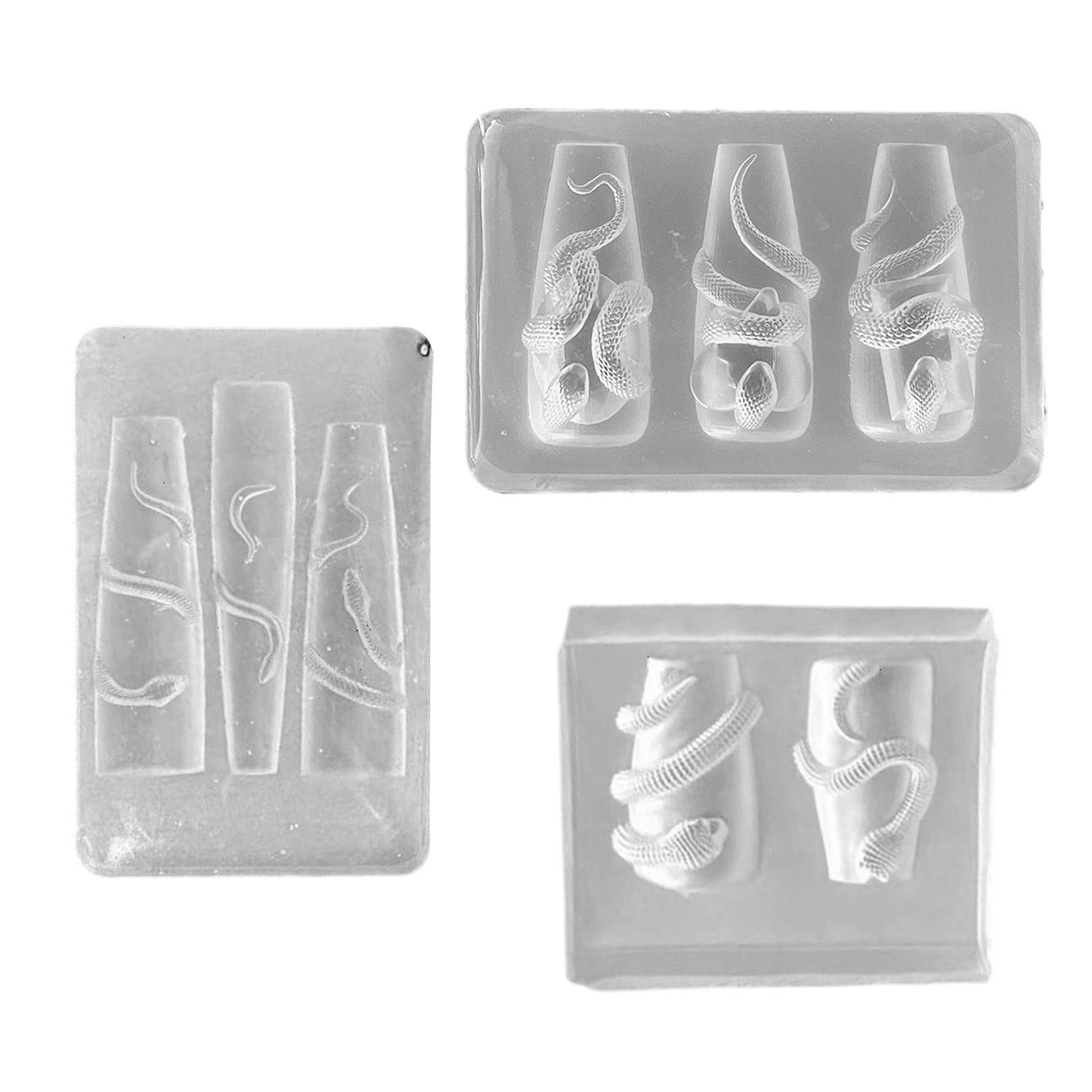 

3pcs Flexible Silicone Snake Nail Art Molds For Crafting Unique 3D Nail Decorations And Manicure Designs Accessory