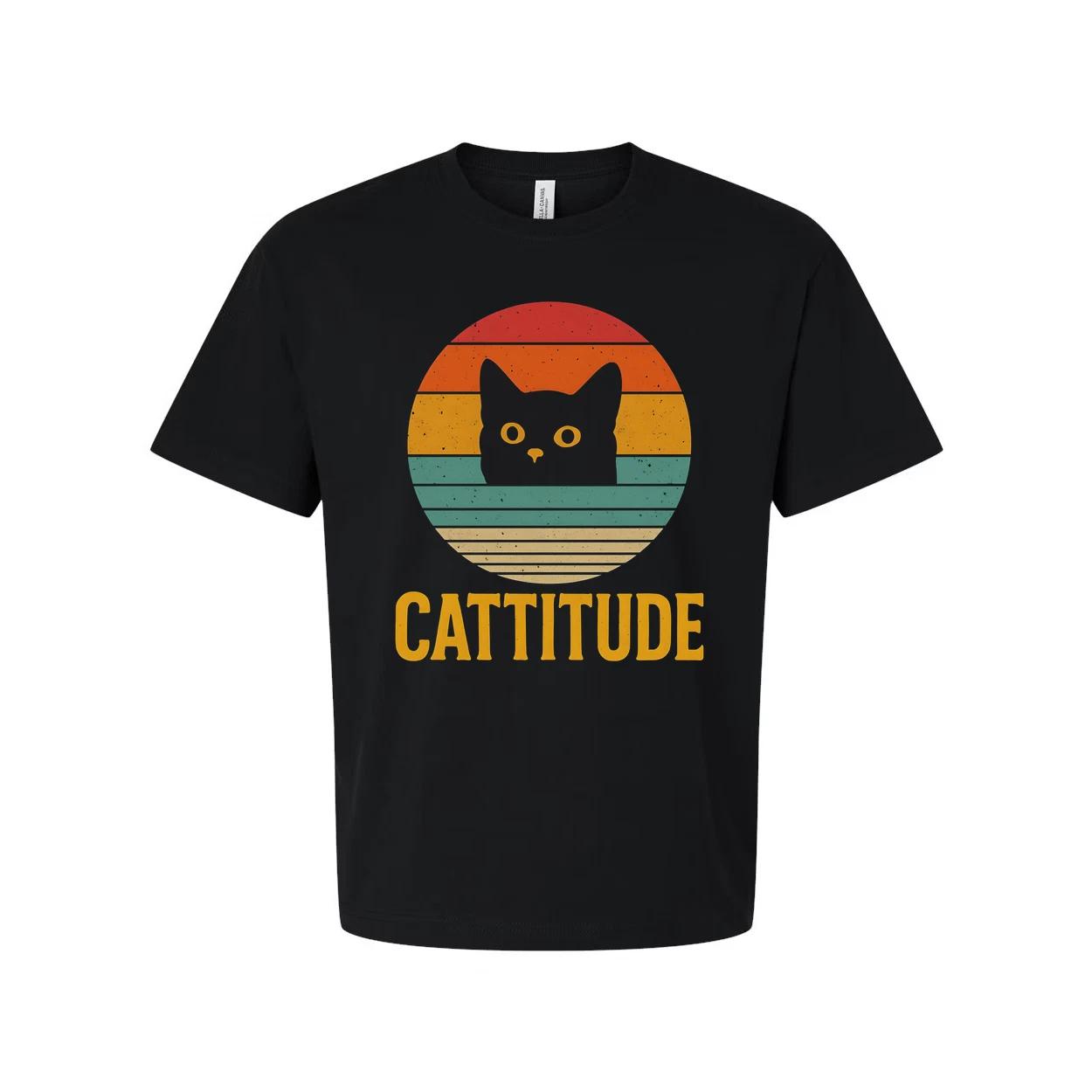 Cattitude Unisex Cat Lover Graphic Tee T Shirt Gift 4XL