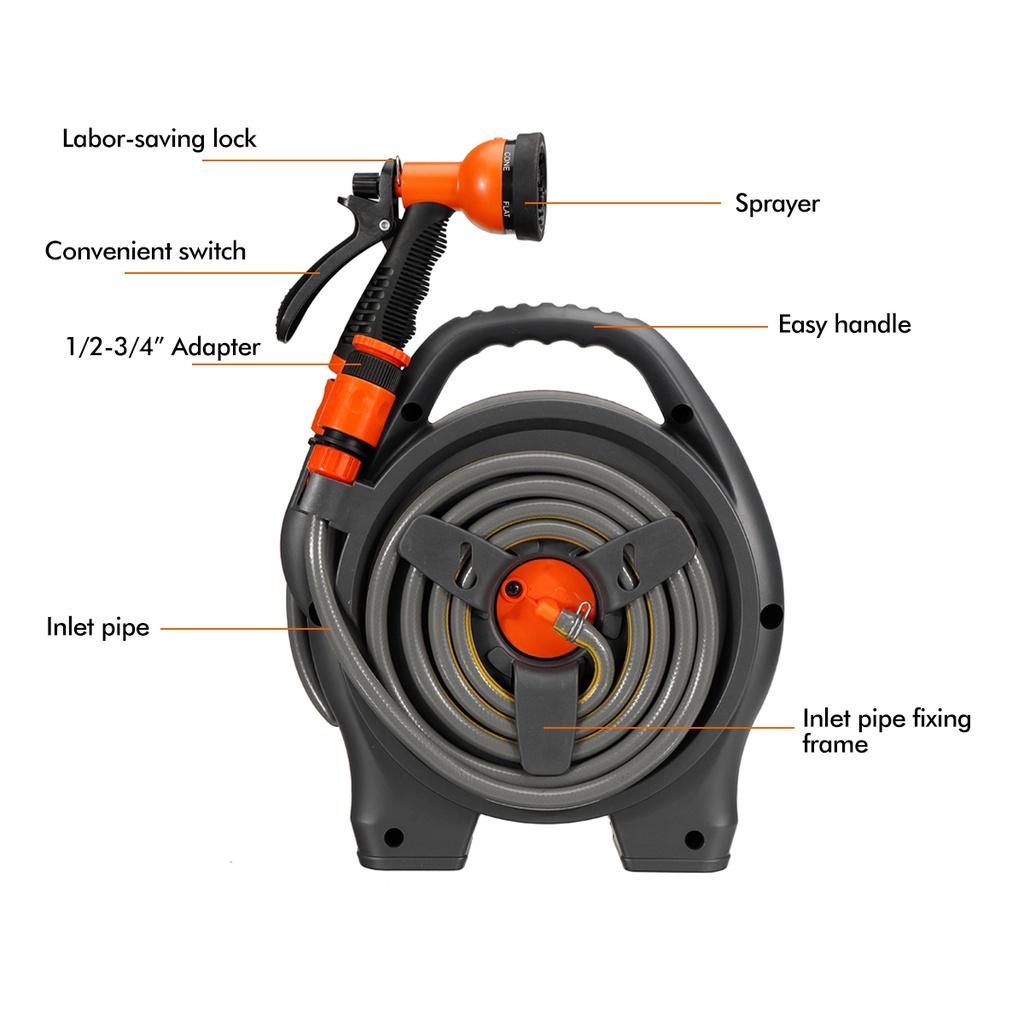 Random color Portable Water Hose Reel Retractable With Water Spray Guns Water Spray Agricultural Garden/Home Storage Suit Cart Car Wash Hose