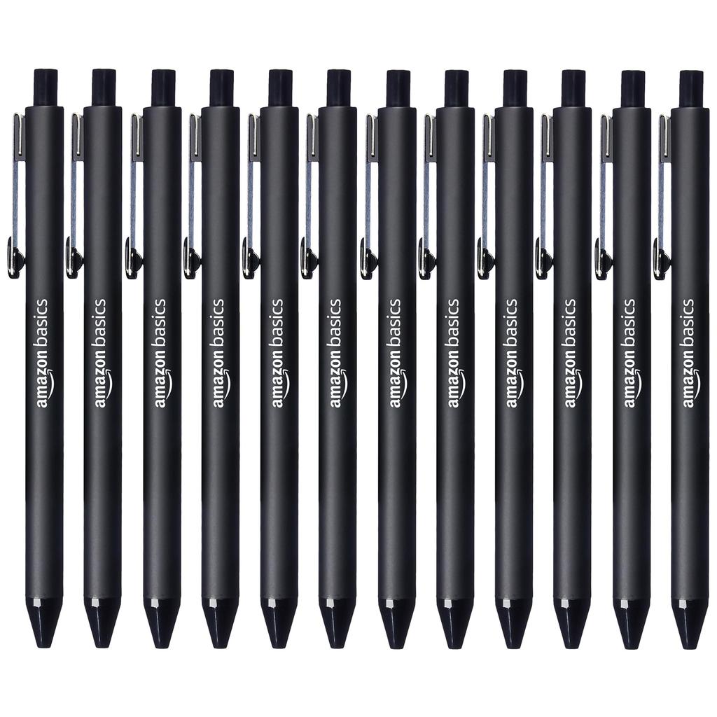 Amazon Basics Ballpoint Black Pens, 1.2mm, 12-Pack,